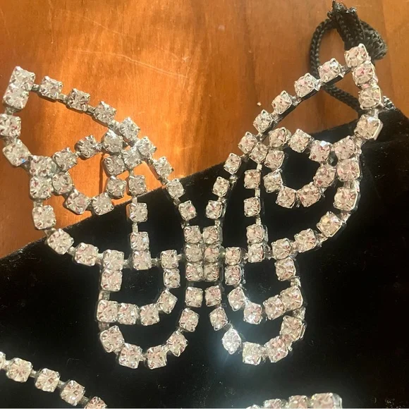 AREA Crystal Butterfly Earrings, Silver, 3”x2.75” - Picture 8 of 10